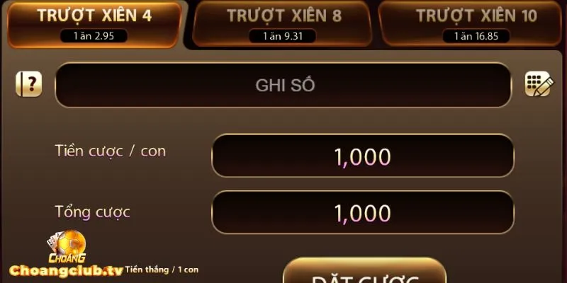 Cược trượt xiên sẽ thắng lớn khi tất cả số đã chọn đều không về